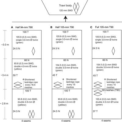 Multi-specific effects of increasing T90 mesh size and amount in an Australian fish trawl